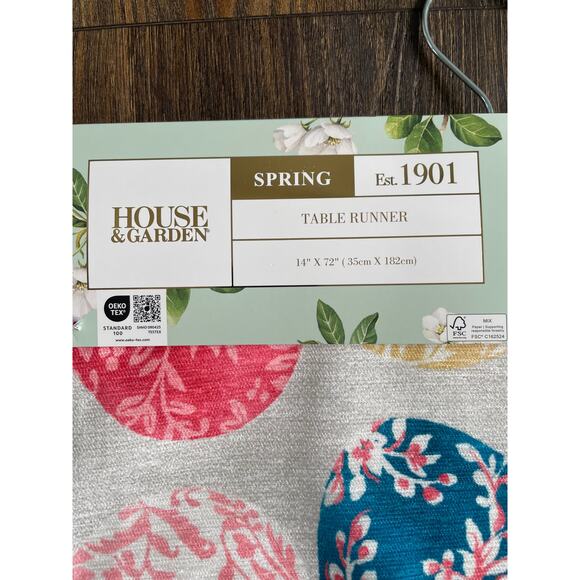 HOUSE AND GARDEN 14x72 Colorful Spring Easter Eggs Table Runner NWT - Picture 6 of 10